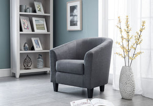 Julian Bowen Hugo Slate Grey Upholstered Fabric Tub Chair (5805890863270)