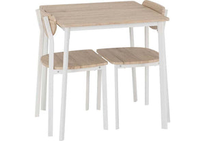 Seconique Riley White/Light Oak Effect Veneer Dining Set Table + 2 Chairs (5719868539046)