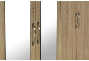 Seconique Nevada Grey, Oyster, Sonoma Oak & White 4 Door 2 Drw Mirrored Wardrobe (6541893009582)