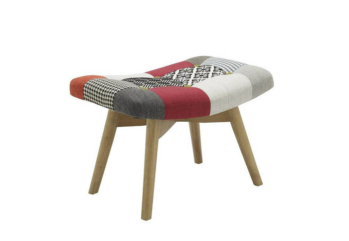 Birlea Sloane Patched Multicolour Polyester Upholstered Fabric Stool