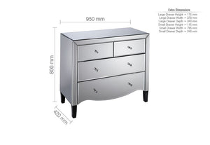 Birlea Palermo Mirrored Glass 2 Over 2 and 3 Over 4 Chest of Drawer (5600463421606)