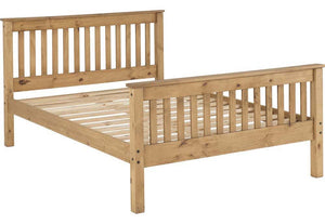 Seconique Monaco Distressed Waxed Pine High Foot End Wooden Bed 5FT King Size (5748201291942)