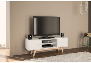 Birlea Shard Walnut & Black and White High Gloss TV Unit with Wooden Legs (5600642400422)