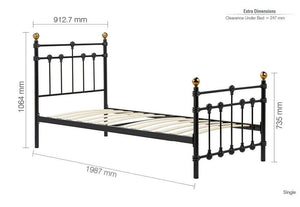 Birlea Atlas Black and Cream Metal Bed 3FT Single, Small Double and 4FT6 Double (5574221136038)