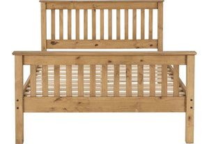 Seconique Monaco Distressed Waxed Pine High Foot End Wooden Bed 5FT King Size (5748201291942)