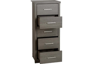 Seconique Lisbon Black Wood Grain and Light Oak 5 Drawer Narrow Chest (5774934442150)