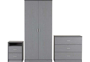 Seconique Felix Grey 3 Piece Bedroom Furniture Set (5728011747494)