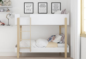 LPD Furniture Hero Grey/Oak White/Oak Wooden Bunk Bed w/ 3FT Cool Touch Mattress (6169592692910)