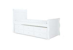 Birlea Verona White Wooden Cabin Bed w/Pull Out Trundle & Comfort Care Mattress (5629900882086)