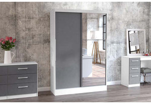 OSD Lynx High Gloss White and Grey Wardrobe (7582013030574)