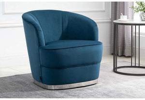 Birlea Cleo Grey and Midnight Blue Upholstered Fabric Accent Chair (5782472556710)