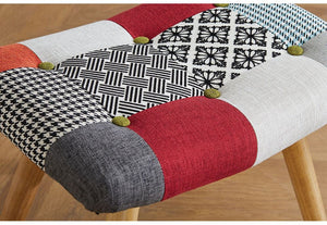Birlea Sloane Patched Multicolour Polyester Upholstered Fabric Stool (5596128673958)