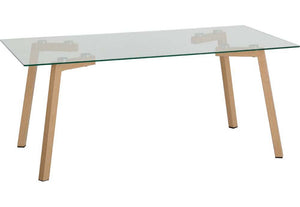 Seconique Morton Clear Glass with Oak Effect Veneer Coffee Table (5754529513638)