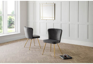 Julian Bowen Cannes Grey & Blue Velvet Dining Chair (7582858707118)