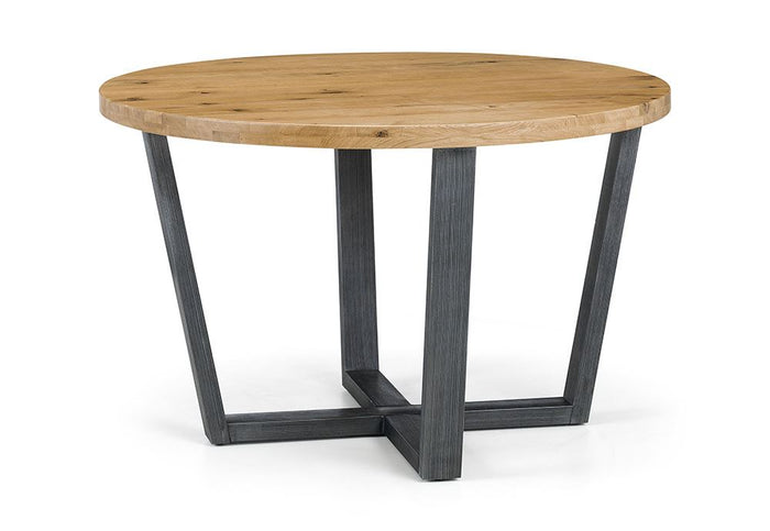 Julian Bowen Brooklyn Rustic Solid Oak & Gunmetal Round Dining Table