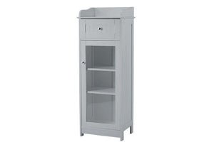 LPD Furniture Alaska White and Grey Wooden Glass Tall Storage Cabinet (6112890126510)