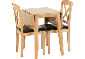 Seconique Mason Oak Varnish/Brown Faux Leather Dining Set (5719443898534)