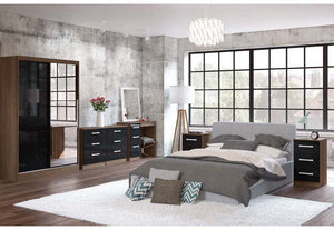 OSD Lynx High Gloss Walnut and Black Wardrobe (7581495066798)