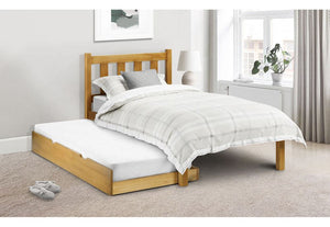 Julian Bowen Poppy Low Sheen Lacquer Pine Wooden Bed 3FT Single 4FT6 Double (5641800319142)
