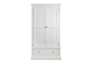 Julian Bowen Clermont White Soild Pine 2 Door 1 Drawer Combination Wardrobe (5801659498662)