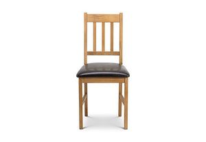 Julian Bowen Coxmoor Oiled Solid Oak Brown Faux Leather Dining Chair (5635006431398)