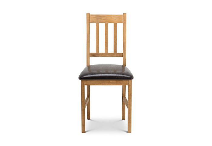 OSD Coxmoor Oiled Solid Oak Brown Faux Leather Dining Chair (Set of 2)