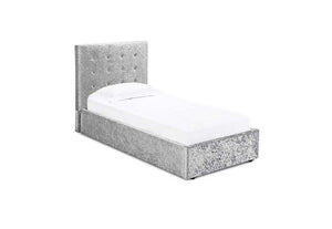 LPD Rimini Silver Black Velvet Upholstered Ottoman Bed Single Double King Size (6164265074862)