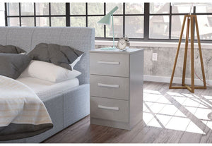 Birlea Lynx High Gloss 3 Drawer Bedside Table/ Nightstand/ Bedside Cabinet (5600283263142)