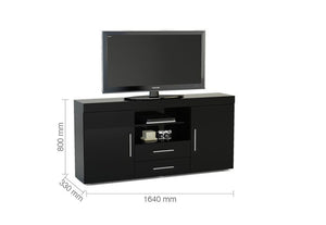 Birlea Edgeware Black Walnut &Black White White & Grey 2 Door 2 Drawer Sideboard (5600650068134)