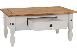 Seconique Corona Grey and White and Distressed Waxed Pine 1 Drw Coffee Table (5762068218022)