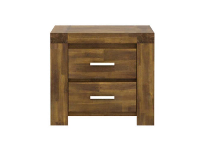 OSD Wrocław Solid Acacia 2 Drw Bedside Table/Nightstand/Bedside Cabinet