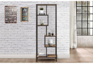 Birlea Urban Rustic Wood Effect with Black Metal Frame Tall Shelving Unit (5596190507174)