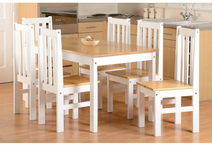 Seconique Ludlow White/Oak Lacquer Dining Set