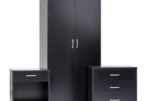 LPD Furniture Delta Oak Black & White 3 Piece Bedroom Set (6169116836014)