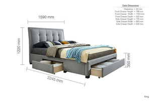 Birlea Shelby Grey Upholstered Fabric Bed Frame 4FT6 Double and 5FT King Size (5597414817958)