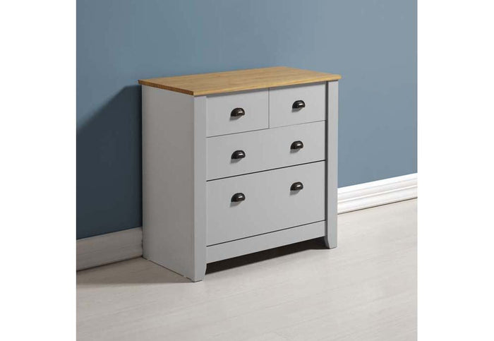 Seconique Ludlow Grey and White with Oak Lacquer 2 Plus 2 Drawer Chest