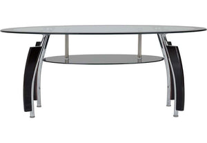 Seconique Elena Clear Glass/Black Border/Black Glass/Silver/Black Coffee Table (5745388486822)