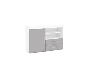 Birlea Edgeware Black Walnut &Black White White & Grey 1 Door 2 Drawer Sideboard (5600648724646)
