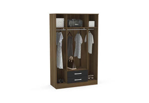 OSD Lynx High Gloss Walnut and Black Wardrobe (7581495066798)