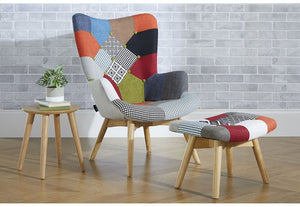 Birlea Sloane Patched Multicolour Polyester Upholstered Fabric Chair (5596213706918)