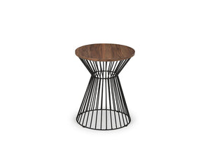 Julian Bowen Jersey Walnut and Oak with Black Metal Lamp Table (6563309355182)