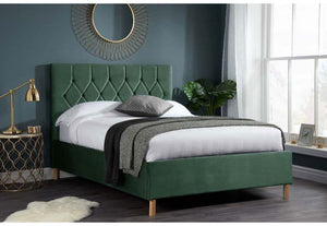 Birlea Loxley Mustard,Blue,Grey,Green Upholstered Fabric Bed 4FT Double 5FT King (5698905538726)