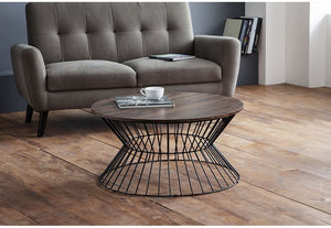 Julian Bowen Jersey Walnut and Oak with Black Metal Base Coffee Table (6542893351086)