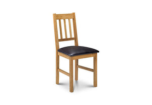 Julian Bowen Coxmoor Oiled Solid Oak Brown Faux Leather Dining Chair (5635006431398)