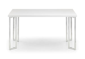 Julian Bowen Manhattan White High Gloss Dining Table & 4, 6 Roma Chairs Set (6120430207150)