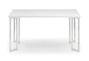 Julian Bowen Manhattan White High Gloss Dining Table & 4, 6 Roma Chairs Set (6120430207150)