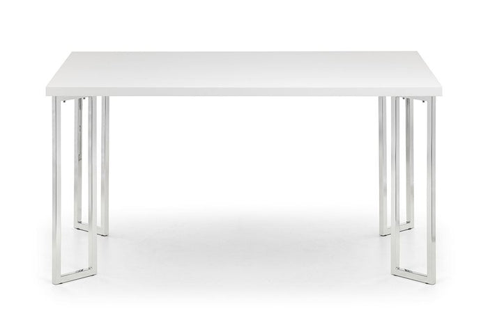 Julian Bowen Manhattan White High Gloss Dining Table & 4, 6 Roma Chairs Set