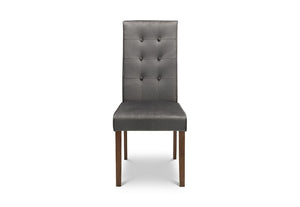 Julian Bowen Madrid Walnut and Grey Velvet High Tufted Back Dining Chair (5635510337702)