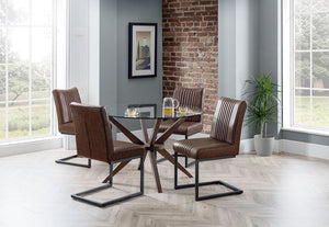 Julian Bowen Chelsea Walnut Round Glass Top Dining Table (5801652322470)
