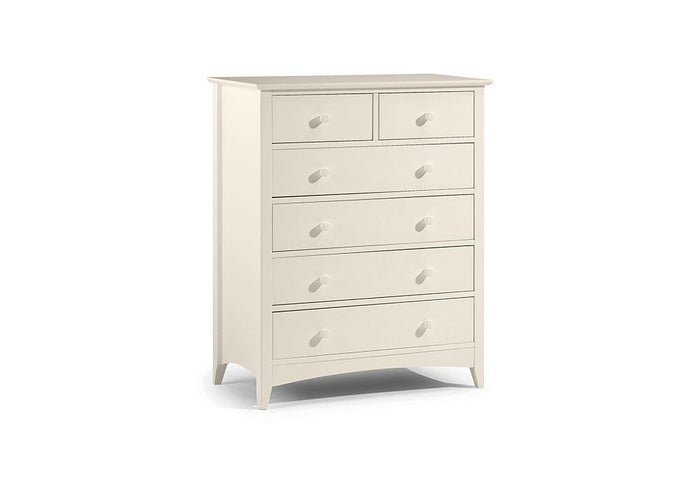 Julian Bowen Cameo Stone White and Dove Grey Solid Pine 4 + 2 Drawer Chest
